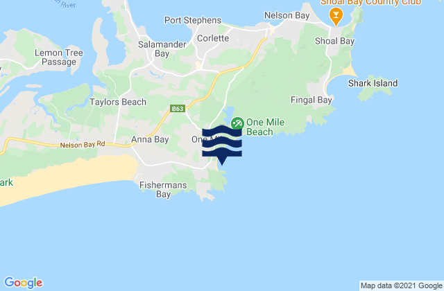 Carte des horaires des marées pour One Mile Beach, Australia