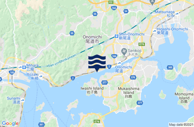 Carte des horaires des marées pour Onomichi-shi, Japan