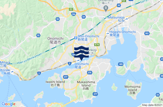 Carte des horaires des marées pour Onomiti, Japan
