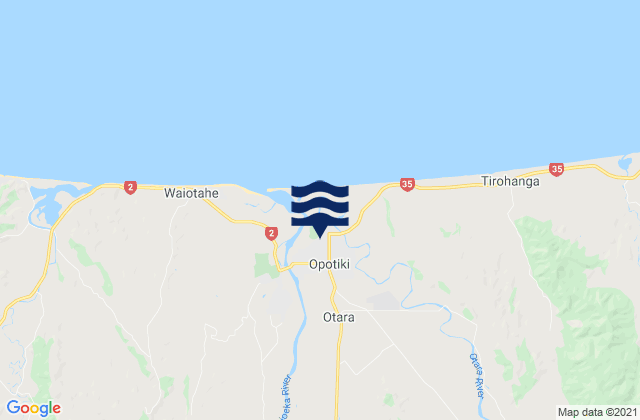 Carte des horaires des marées pour Opotiki, New Zealand