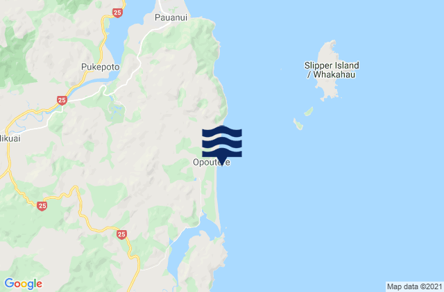 Carte des horaires des marées pour Opoutere Beach, New Zealand