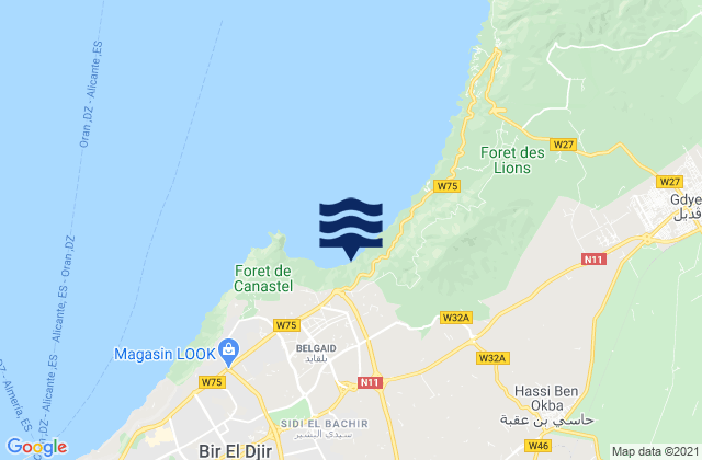 Carte des horaires des marées pour Oran, Algeria