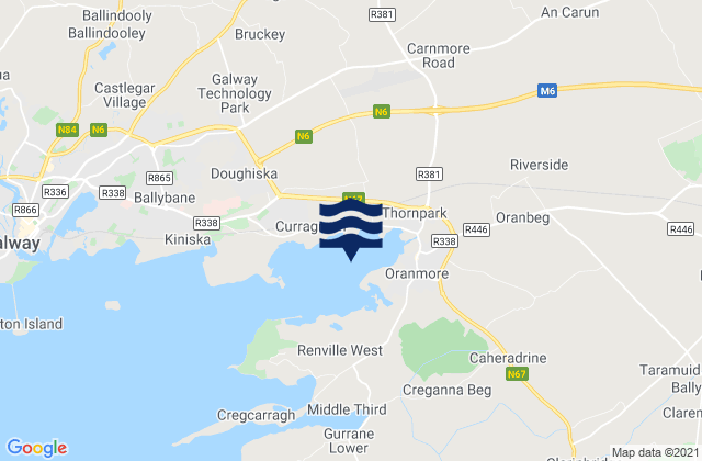 Carte des horaires des marées pour Oranmore Bay, Ireland