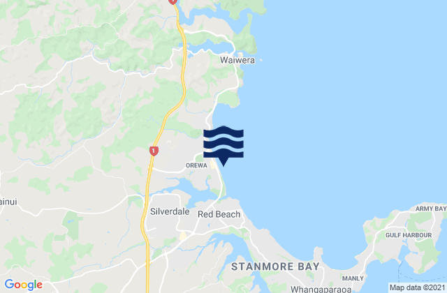 Carte des horaires des marées pour Orewa Beach, New Zealand