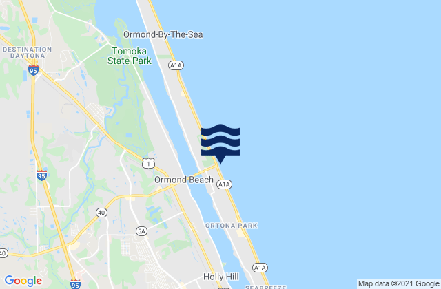 Carte des horaires des marées pour Ormond Beach (Halifax River), United States