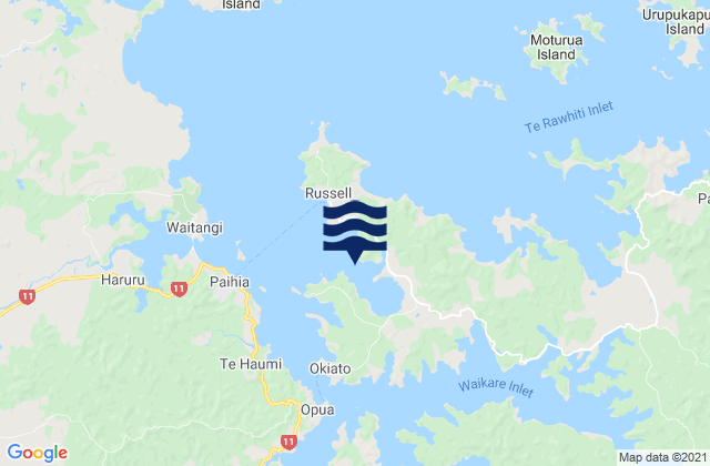 Carte des horaires des marées pour Orongo Bay, New Zealand