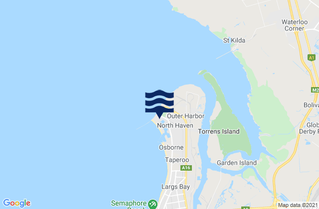 Carte des horaires des marées pour Ort Adelaide (Outer Harbor), Australia