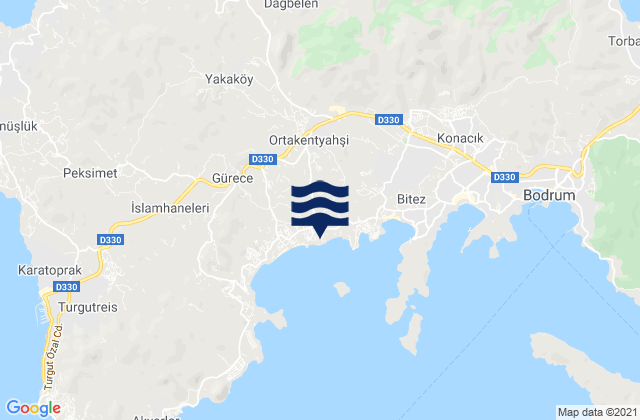 Carte des horaires des marées pour Ortyakent Yahşi, Turkey