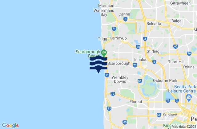 Carte des horaires des marées pour Osborne Park, Australia