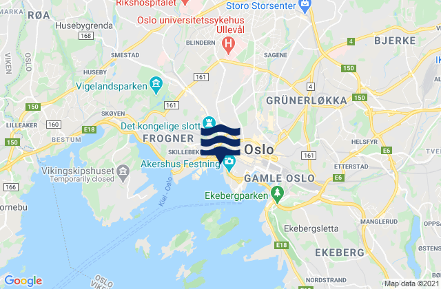 Carte des horaires des marées pour Oslo, Norway