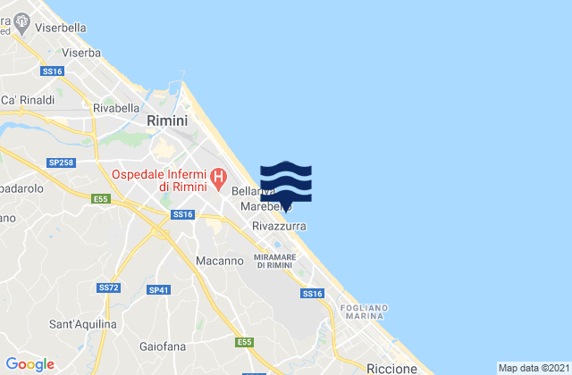 Carte des horaires des marées pour Ospedaletto, Italy