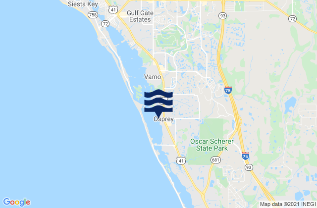 Carte des horaires des marées pour Osprey, United States