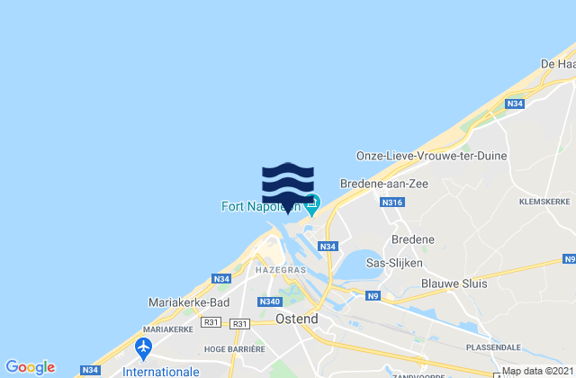 Carte des horaires des marées pour Ostend Port, Belgium
