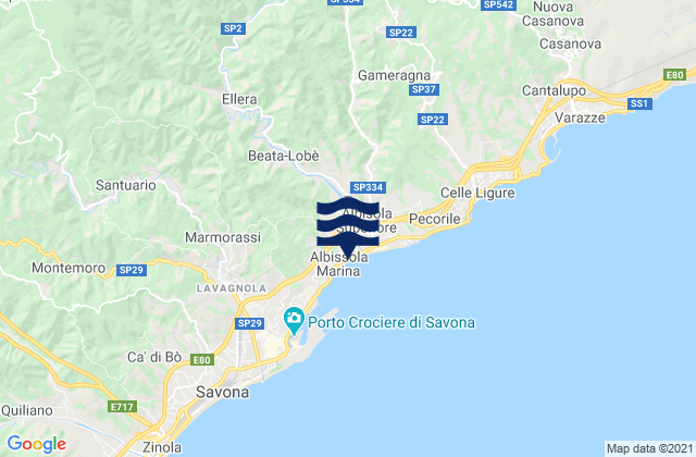 Carte des horaires des marées pour Osteria dei Cacciatori-Stella, Italy