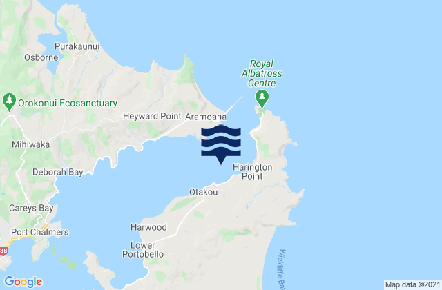 Carte des horaires des marées pour Otago Harbour Entrance (Spit Wharf), New Zealand