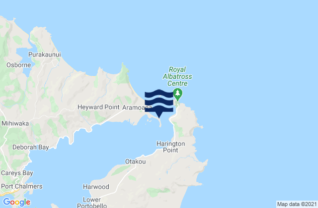Carte des horaires des marées pour Otago Harbour Entrance - Spit Wharf, New Zealand