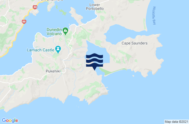 Carte des horaires des marées pour Otago Peninsula, New Zealand