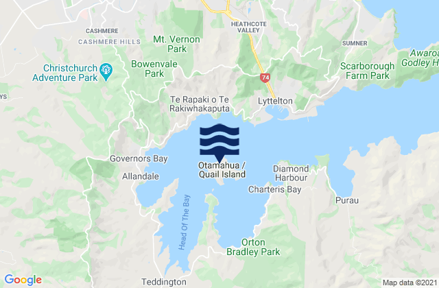 Carte des horaires des marées pour Otamahua/Quail Island, New Zealand