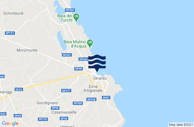 Carte des horaires des marées pour Otranto, Italy