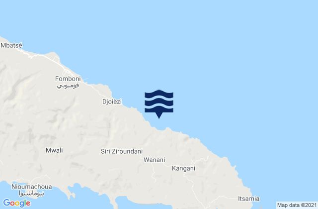 Carte des horaires des marées pour Ouanani, Comoros