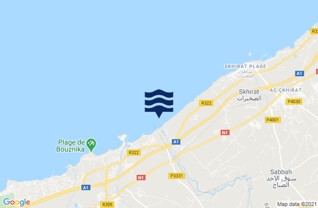 Carte des horaires des marées pour Oued Charrate, Morocco