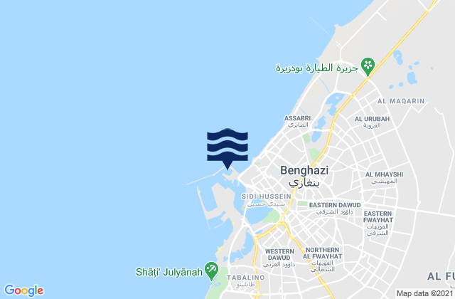 Carte des horaires des marées pour Outer Harbour, Libya