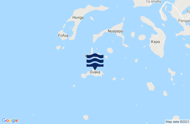 Carte des horaires des marées pour Ovaka Island, Tonga