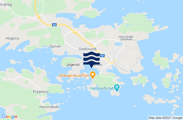 Carte des horaires des marées pour Oxelösunds Kommun, Sweden