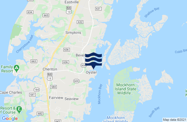 Carte des horaires des marées pour Oyster Harbor, United States