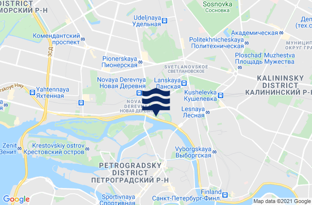 Carte des horaires des marées pour Ozerki, Russia