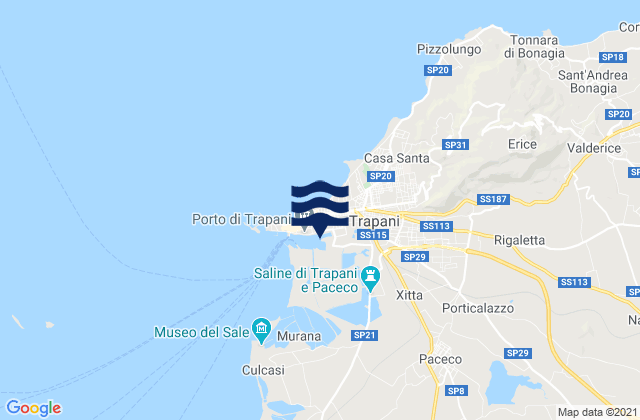 Carte des horaires des marées pour Paceco, Italy