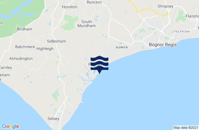 Carte des horaires des marées pour Pagham Beach, United Kingdom
