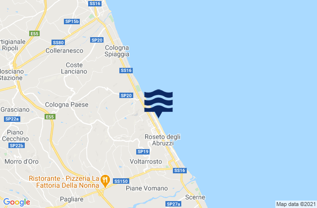 Carte des horaires des marées pour Pagliare, Italy