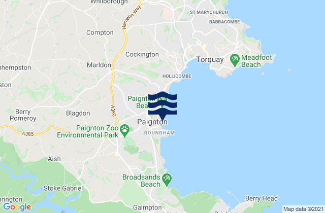 Carte des horaires des marées pour Paignton, United Kingdom