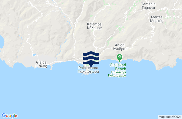 Carte des horaires des marées pour Palaióchora, Greece
