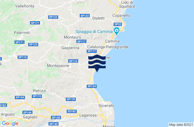 Carte des horaires des marées pour Palermiti, Italy