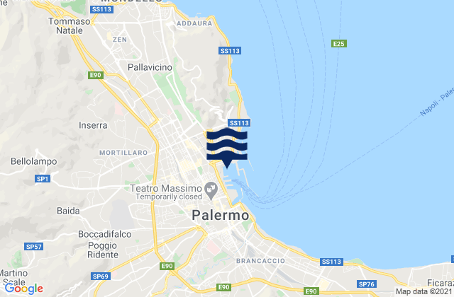 Carte des horaires des marées pour Palermo, Italy