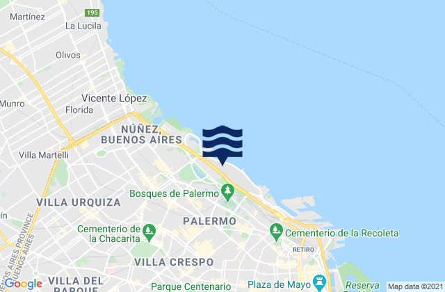 Carte des horaires des marées pour Palermo, Argentina