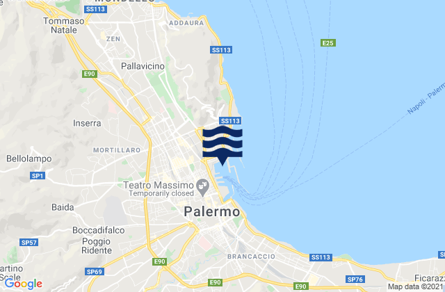 Carte des horaires des marées pour Palermo Sicily, Italy