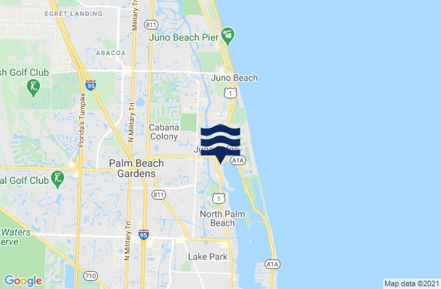 Carte des horaires des marées pour Palm Beach (Pga Boulevard Bridge), United States