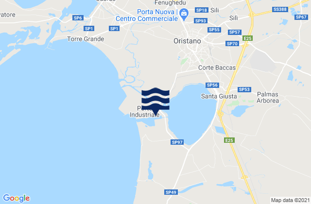 Carte des horaires des marées pour Palmas Arborea, Italy