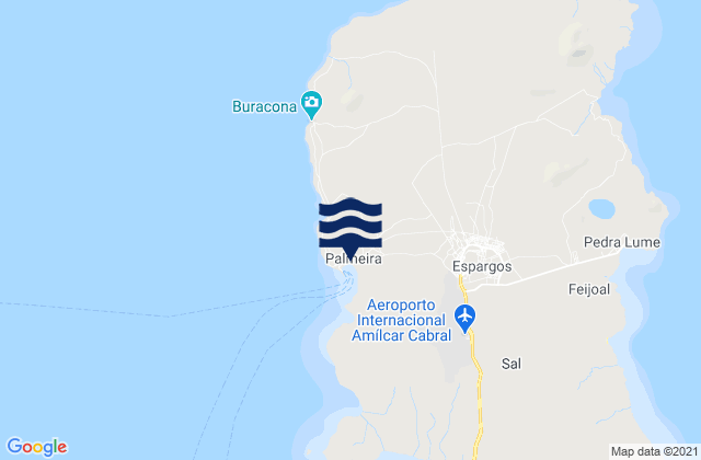 Carte des horaires des marées pour Palmeira, Cabo Verde