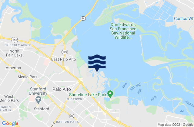 Carte des horaires des marées pour Palo Alto Yacht Harbor, United States