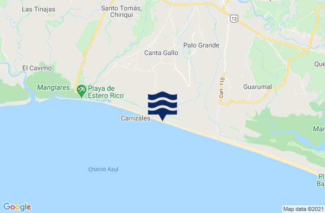 Carte des horaires des marées pour Palo Grande, Panama