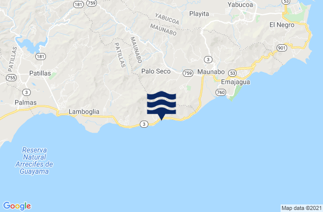 Carte des horaires des marées pour Palo Seco Barrio, Puerto Rico