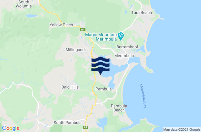 Carte des horaires des marées pour Pambula Rivermouth, Australia