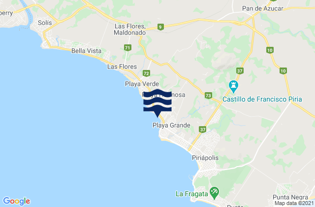 Carte des horaires des marées pour Pan de Azúcar, Uruguay
