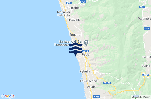 Carte des horaires des marées pour Paola, Italy