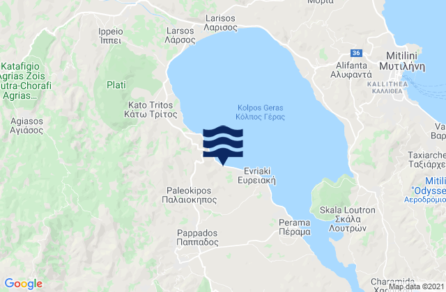 Carte des horaires des marées pour Pappádos, Greece