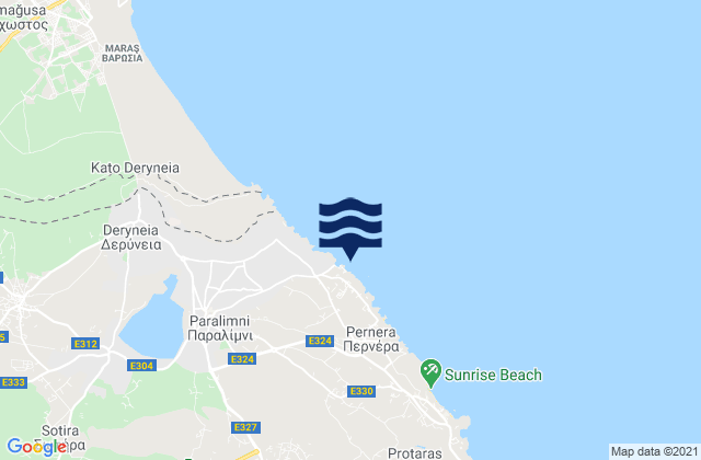 Carte des horaires des marées pour Paralímni, Cyprus